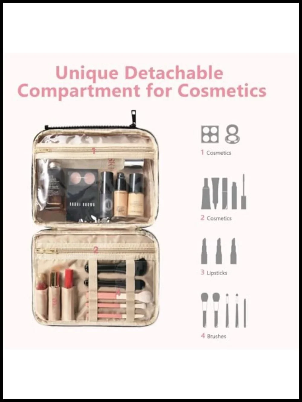 Large Detachable Travel Toiletry Bag Hanging Makeup Cosmetic Organizer